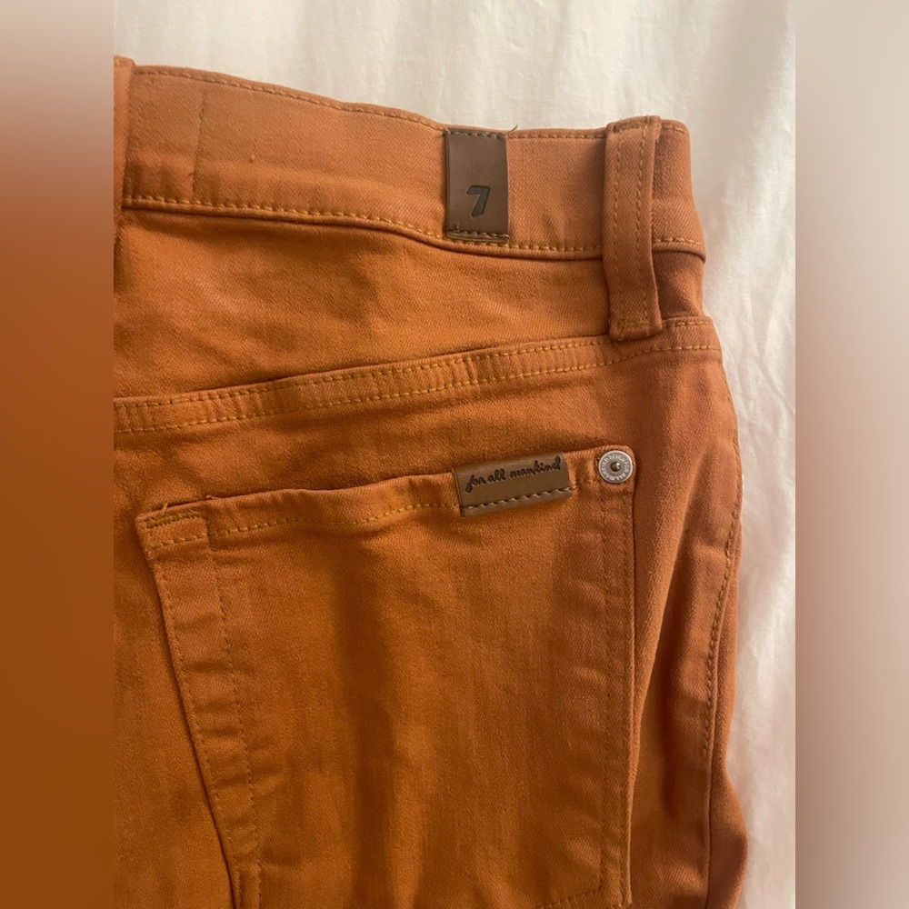 7 For All Mankind High Waist Slim in Coated Brown / Orange / Ginger Size 26 - Picture 5 of 6